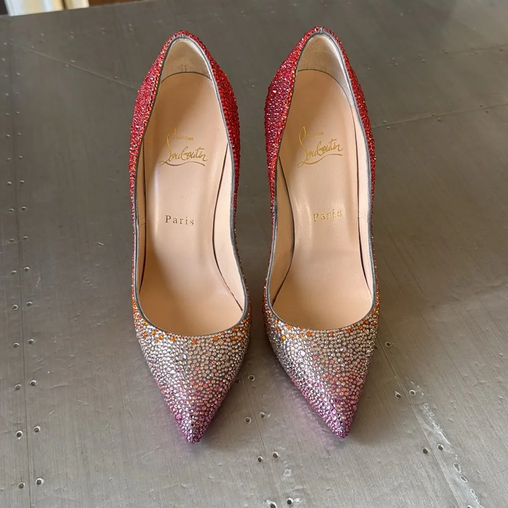 Christian Louboutinin pigalle follies STRASS crystal degrade ombré stiletto 38.5